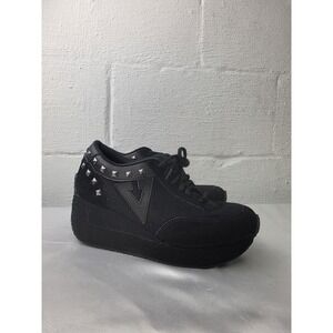Volatile Expulsion Y2K Shoes Women's 7.5 Black Suede Studded Platform Sneakers‎